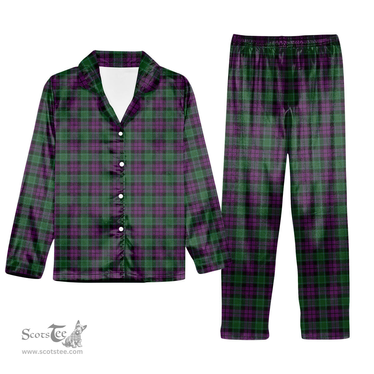 ScotsTee Shop Scottish Wilsons 150 Tartan Pajama Satin Velvet Flannel Pajama Set
