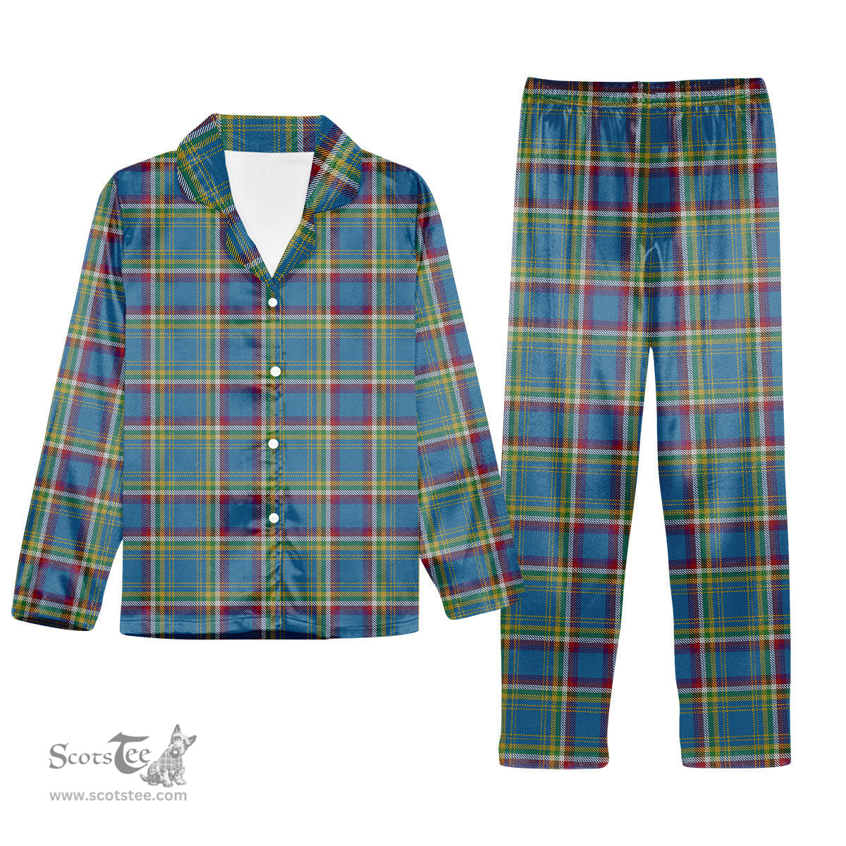 ScotsTee Shop Scottish Yukon Tartan Pajama Satin Velvet Flannel Pajama Set