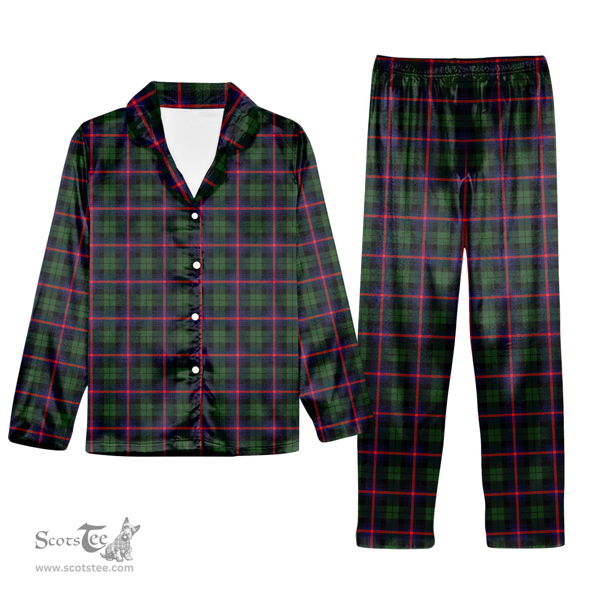 ScotsTee Shop Scottish Urquhart Modern Tartan Pajama Satin Velvet Flannel Pajama Set