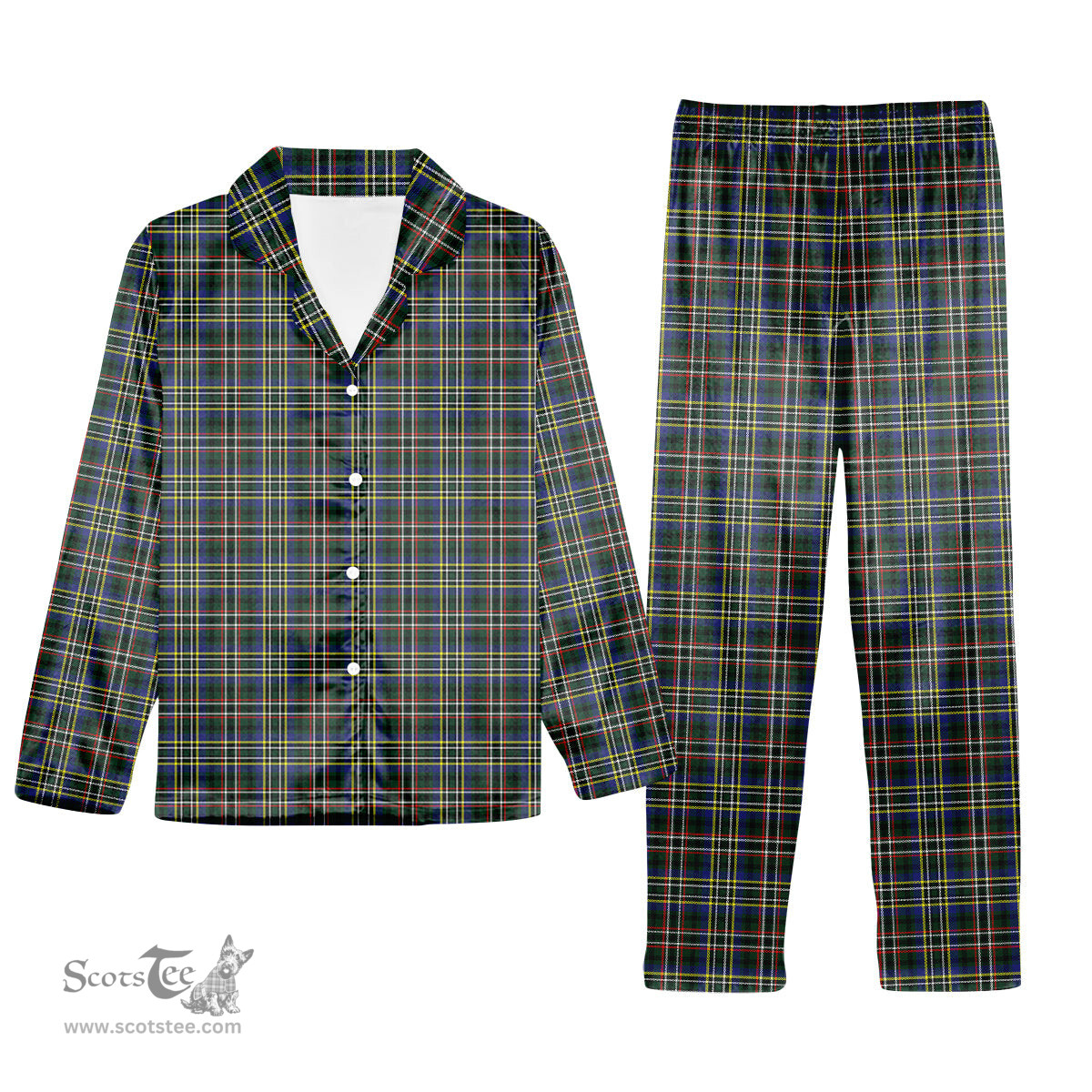 ScotsTee Shop Scottish Scott Green Modern Tartan Pajama Satin Velvet Flannel Pajama Set