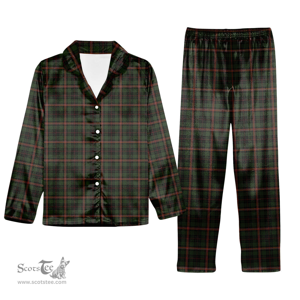 ScotsTee Shop Scottish Pilette of Kinnear Tartan Pajama Satin Velvet Flannel Pajama Set