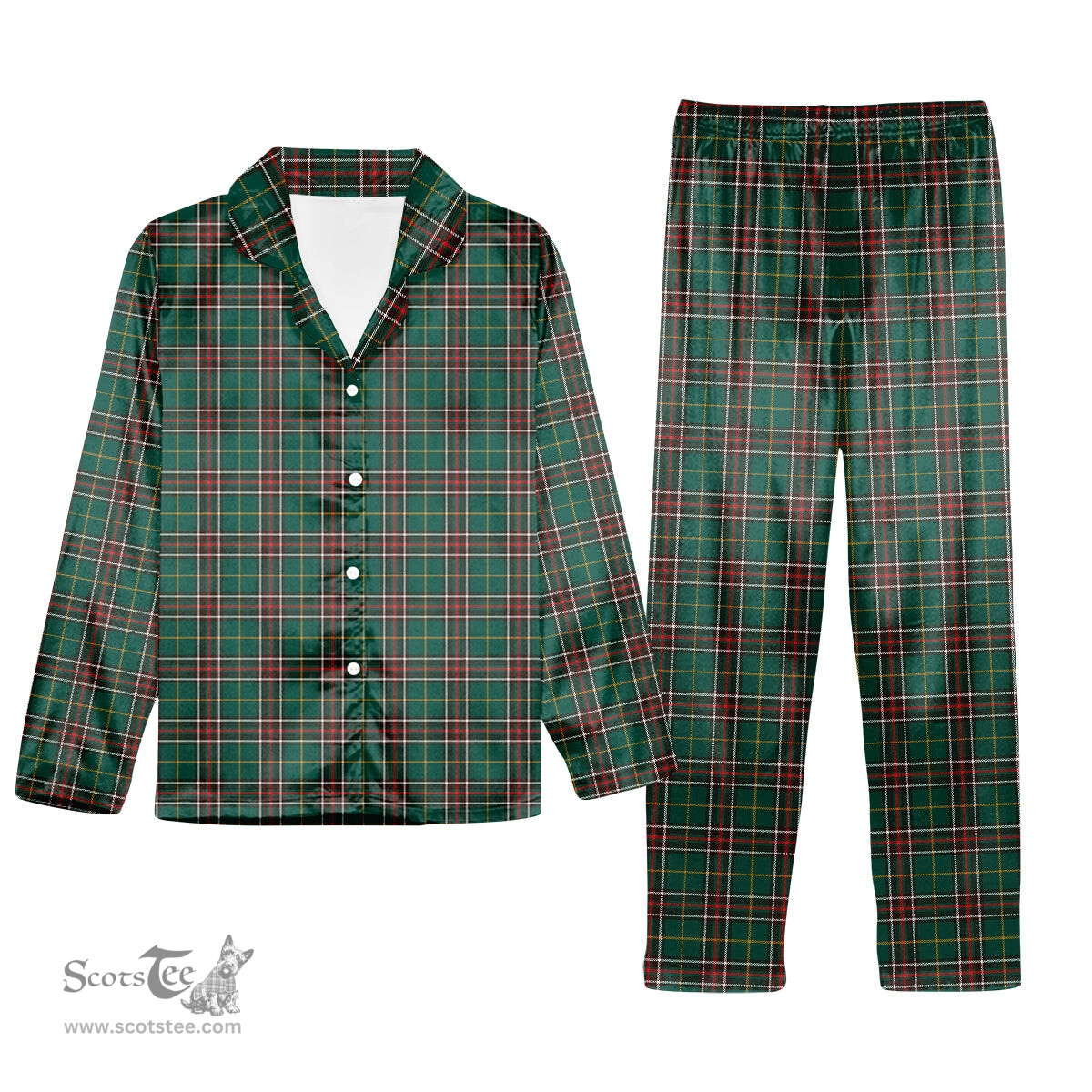 ScotsTee Shop Scottish Newfoundland Labrador Province Canada Modern Tartan Pajama Satin Velvet Flannel Pajama Set