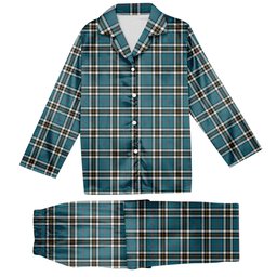 ScotsTee Shop Scottish Thomson Dress Blue Ancient Tartan Pajama Satin Velvet Flannel Pajama Set