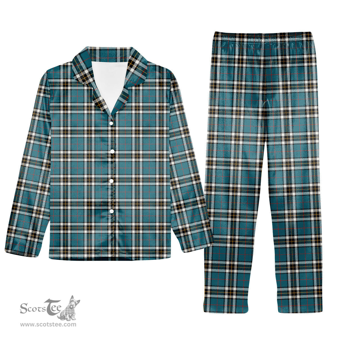 ScotsTee Shop Scottish Thomson Dress Blue Ancient Tartan Pajama Satin Velvet Flannel Pajama Set