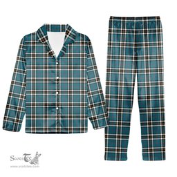 ScotsTee Shop Scottish Thomson Dress Blue Ancient Tartan Pajama Satin Velvet Flannel Pajama Set