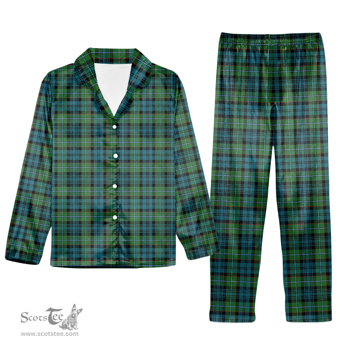 ScotsTee Shop Scottish Sempill Ancient Tartan Pajama Satin Velvet Flannel Pajama Set