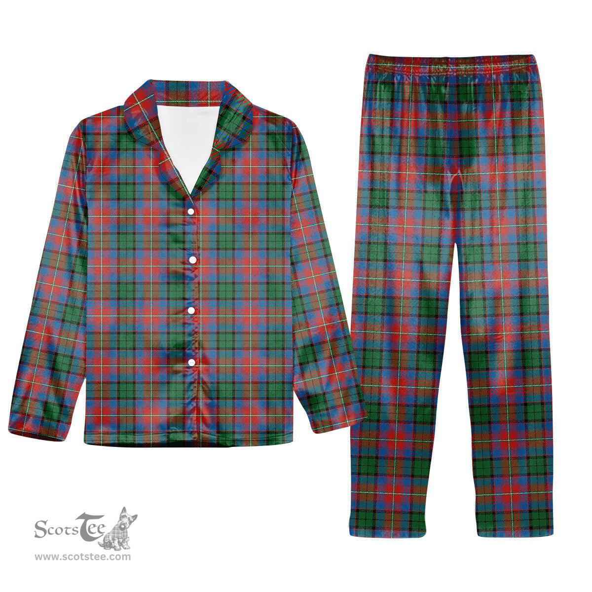 ScotsTee Shop Scottish Rattray of Lude Ancient Tartan Pajama Satin Velvet Flannel Pajama Set