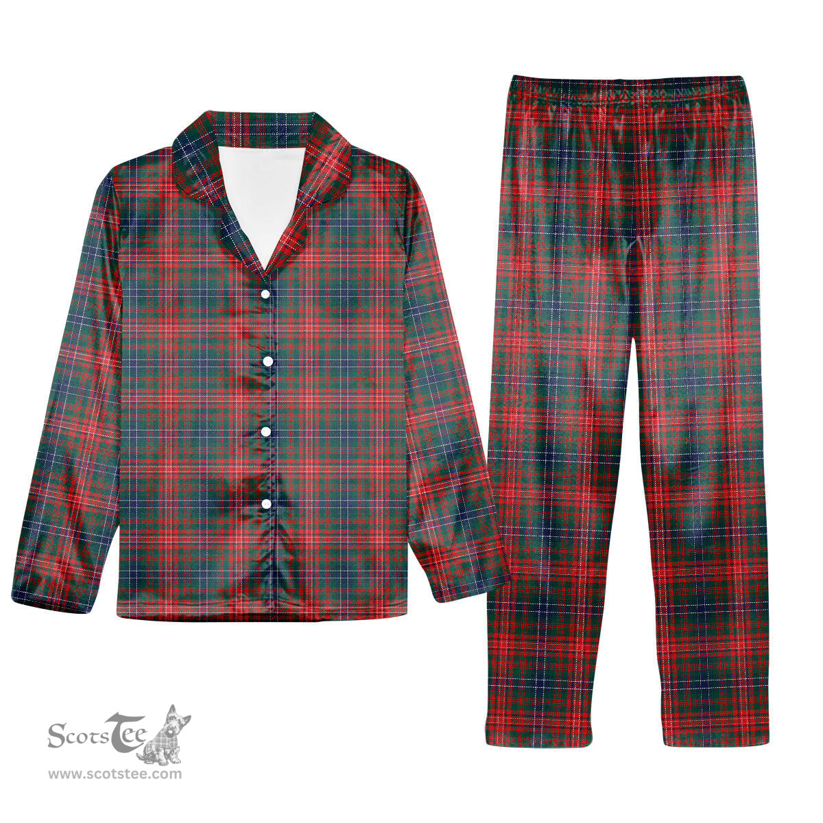 ScotsTee Shop Scottish Wilson Modern Tartan Tartan Pajama Satin Velvet Flannel Pajama Set
