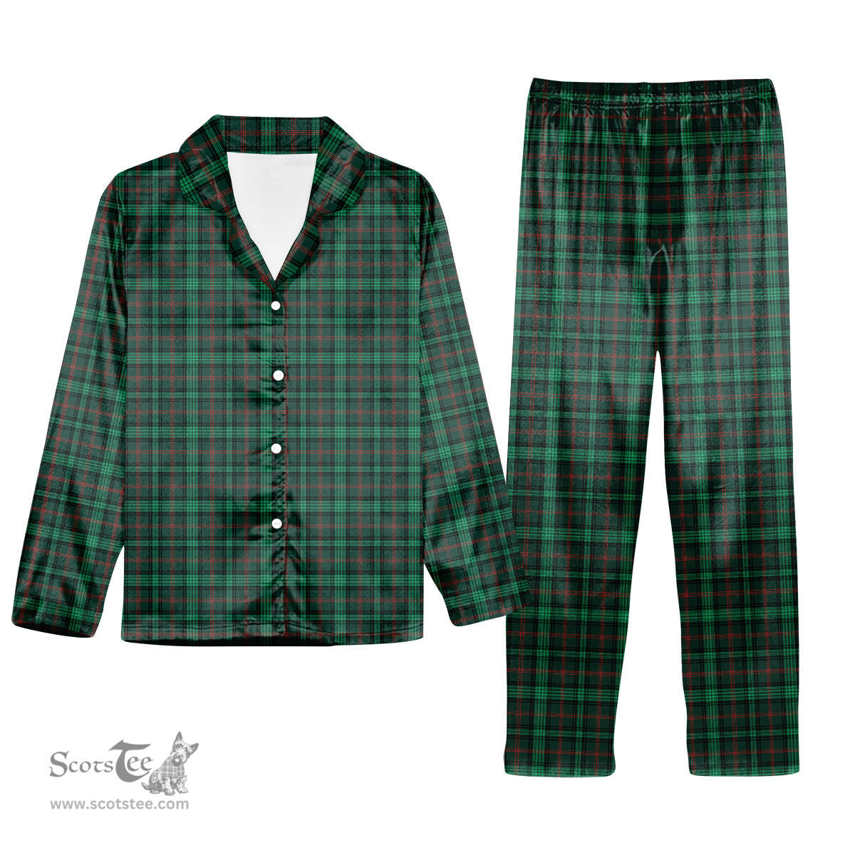 ScotsTee Shop Scottish Ross Hunting Modern Tartan Pajama Satin Velvet Flannel Pajama Set