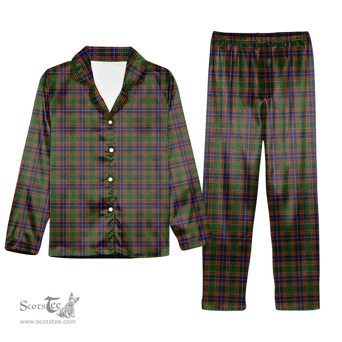 ScotsTee Shop Scottish Stephenson Old Tartan Pajama Satin Velvet Flannel Pajama Set