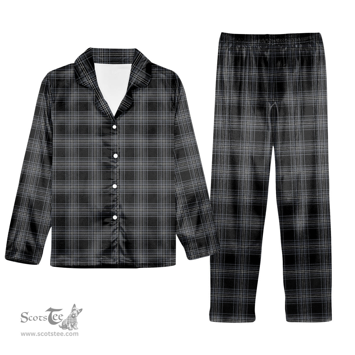 ScotsTee Shop Scottish Stewart Mourning Originaux Ancient Clan Tartan Pajama Satin Velvet Flannel Pajama Set