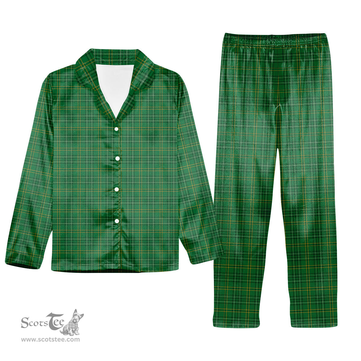 ScotsTee Shop Scottish Wexford County SC Tartan Pajama Satin Velvet Flannel Pajama Set