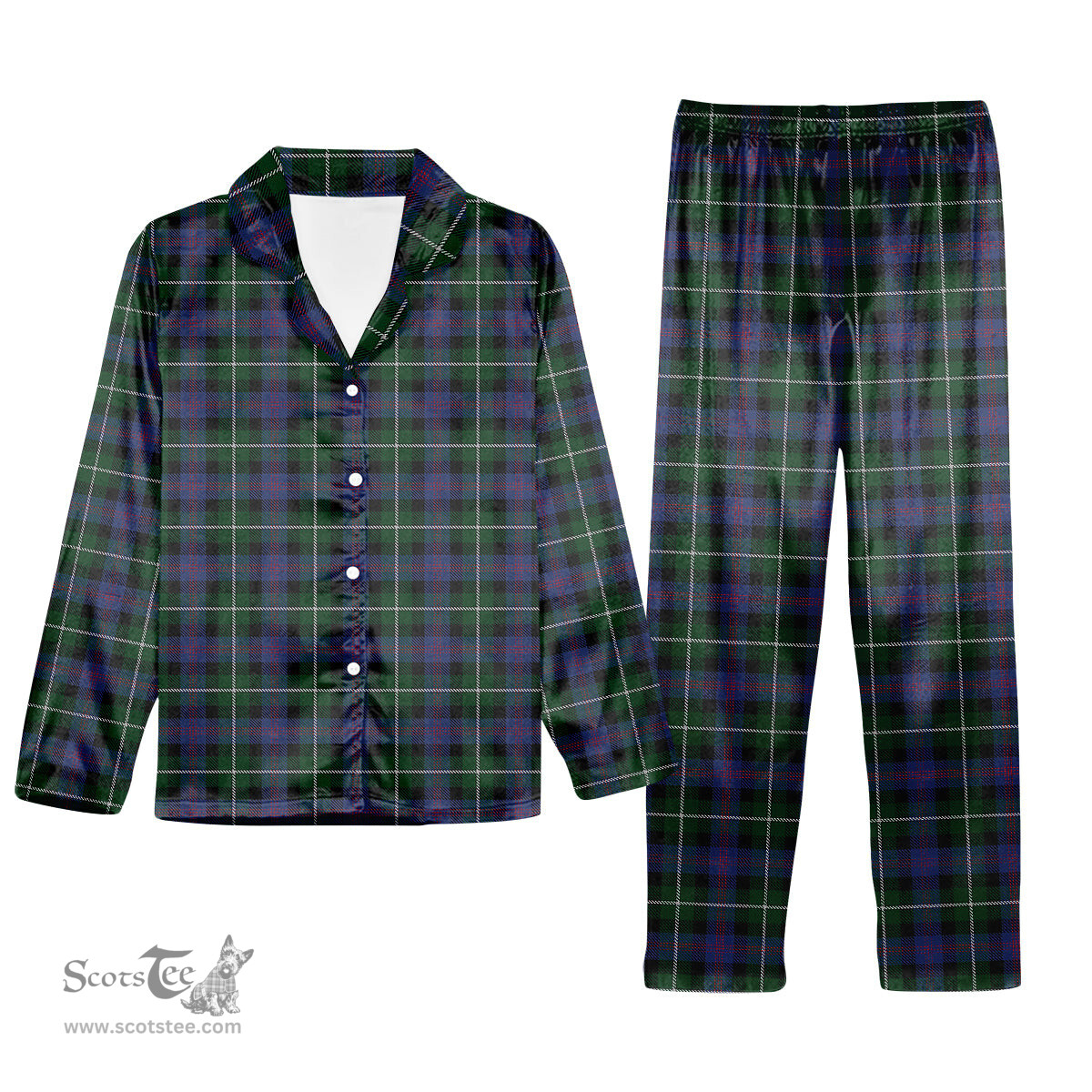 ScotsTee Shop Scottish Whitson 2 Tartan Pajama Satin Velvet Flannel Pajama Set
