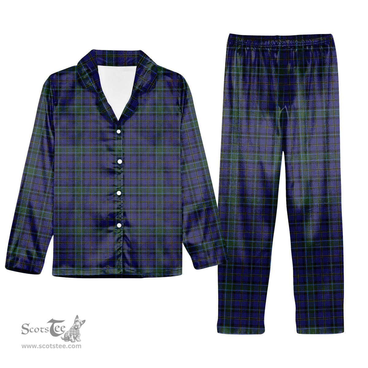 ScotsTee Shop Scottish Weir Tartan Pajama Satin Velvet Flannel Pajama Set
