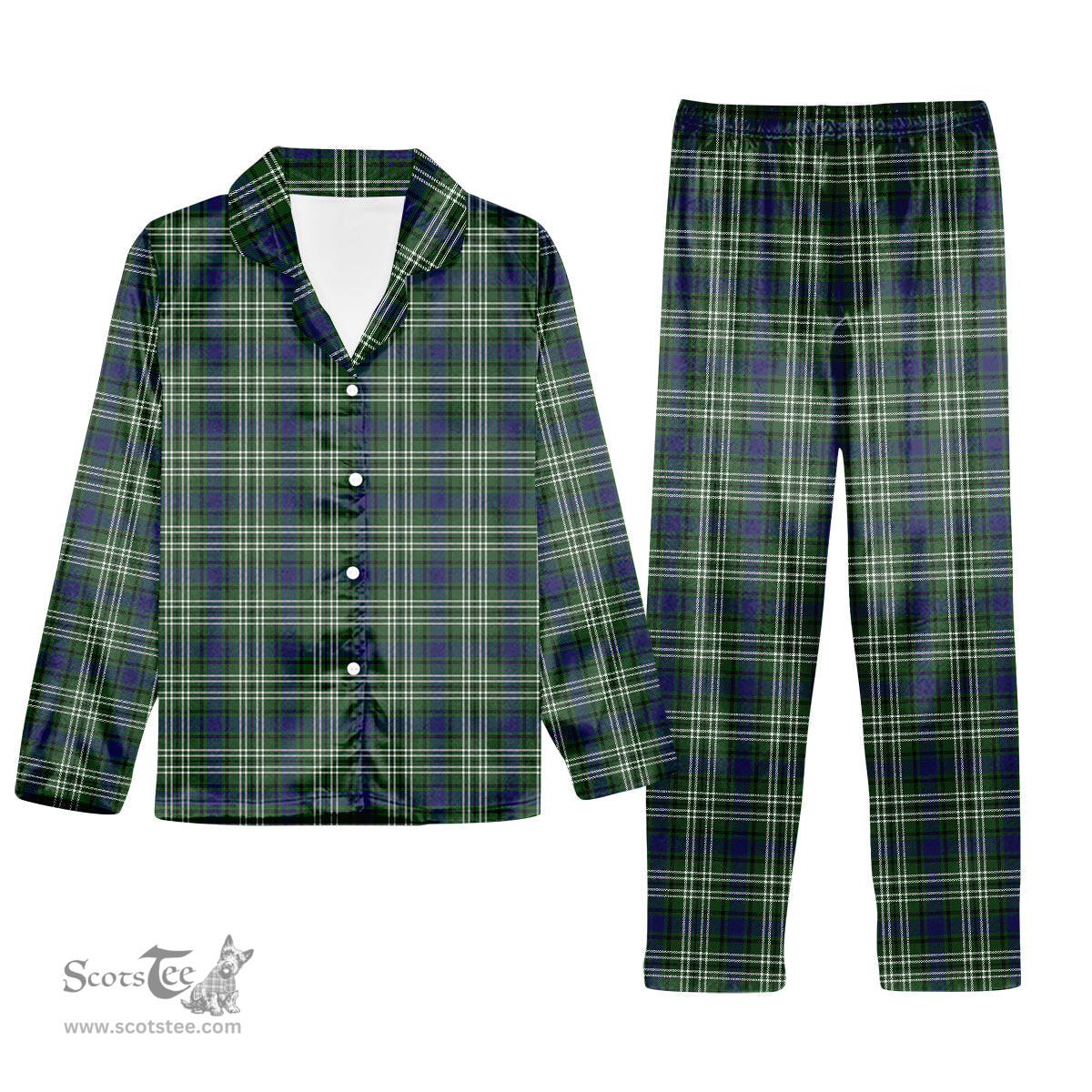 ScotsTee Shop Scottish Purves Tartan Pajama Satin Velvet Flannel Pajama Set