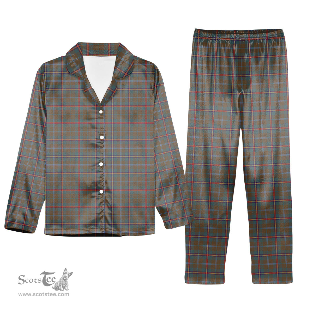 ScotsTee Shop Scottish Young Weathered Clan Tartan Pajama Satin Velvet Flannel Pajama Set