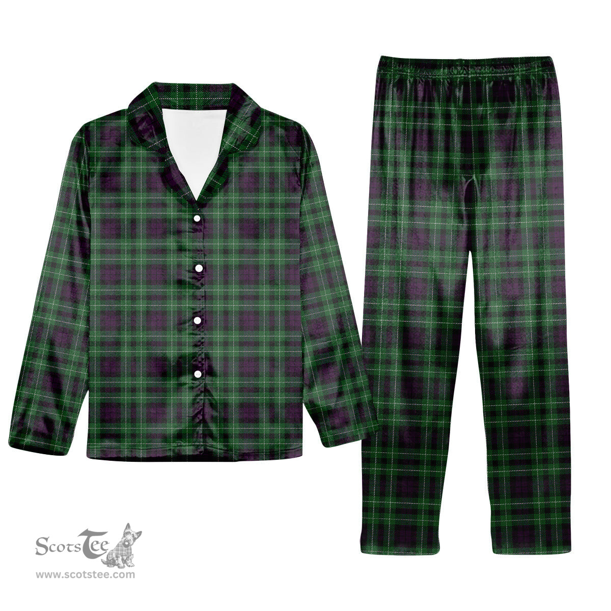 ScotsTee Shop Scottish Wilsons 064 2 Tartan Pajama Satin Velvet Flannel Pajama Set