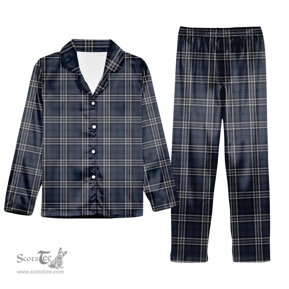 ScotsTee Shop Scottish Navy Formal Dress Tartan Pajama Satin Velvet Flannel Pajama Set