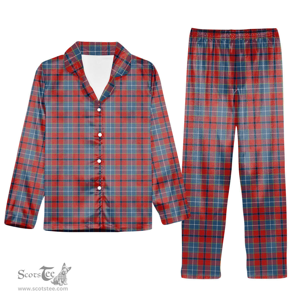 ScotsTee Shop Scottish Wishart Dress Ancient Tartan Pajama Satin Velvet Flannel Pajama Set
