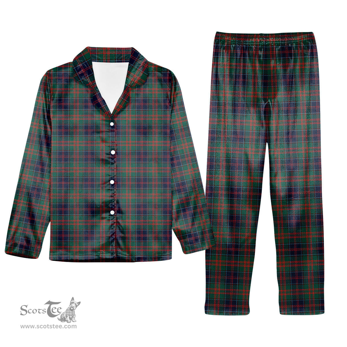 ScotsTee Shop Scottish Stewart of Appin Hunting Modern Clan Tartan Pajama Satin Velvet Flannel Pajama Set