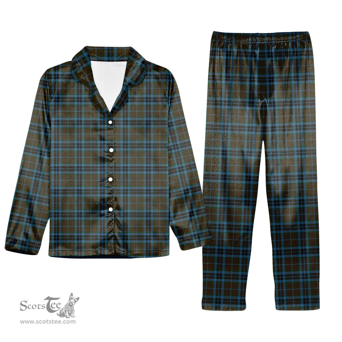 ScotsTee Shop Scottish Thompson Hunting Tartan Pajama Satin Velvet Flannel Pajama Set