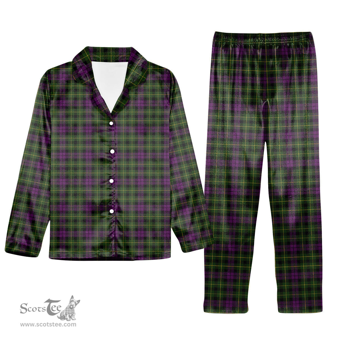 ScotsTee Shop Scottish Wilsons 064 Tartan Pajama Satin Velvet Flannel Pajama Set