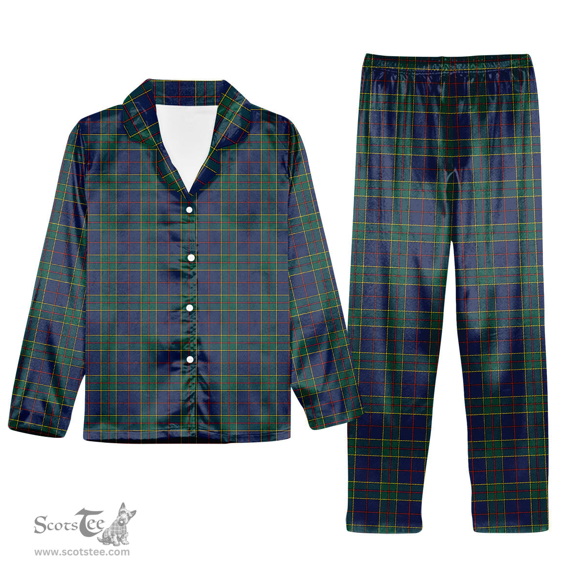 ScotsTee Shop Scottish Strachan Modern Tartan Pajama Satin Velvet Flannel Pajama Set