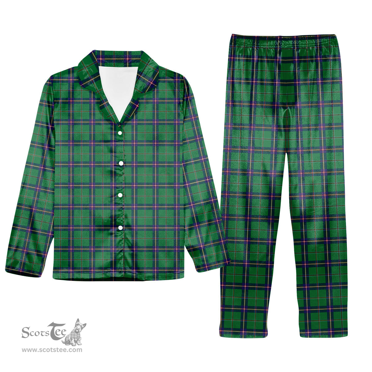 ScotsTee Shop Scottish Washington State Tartan Pajama Satin Velvet Flannel Pajama Set