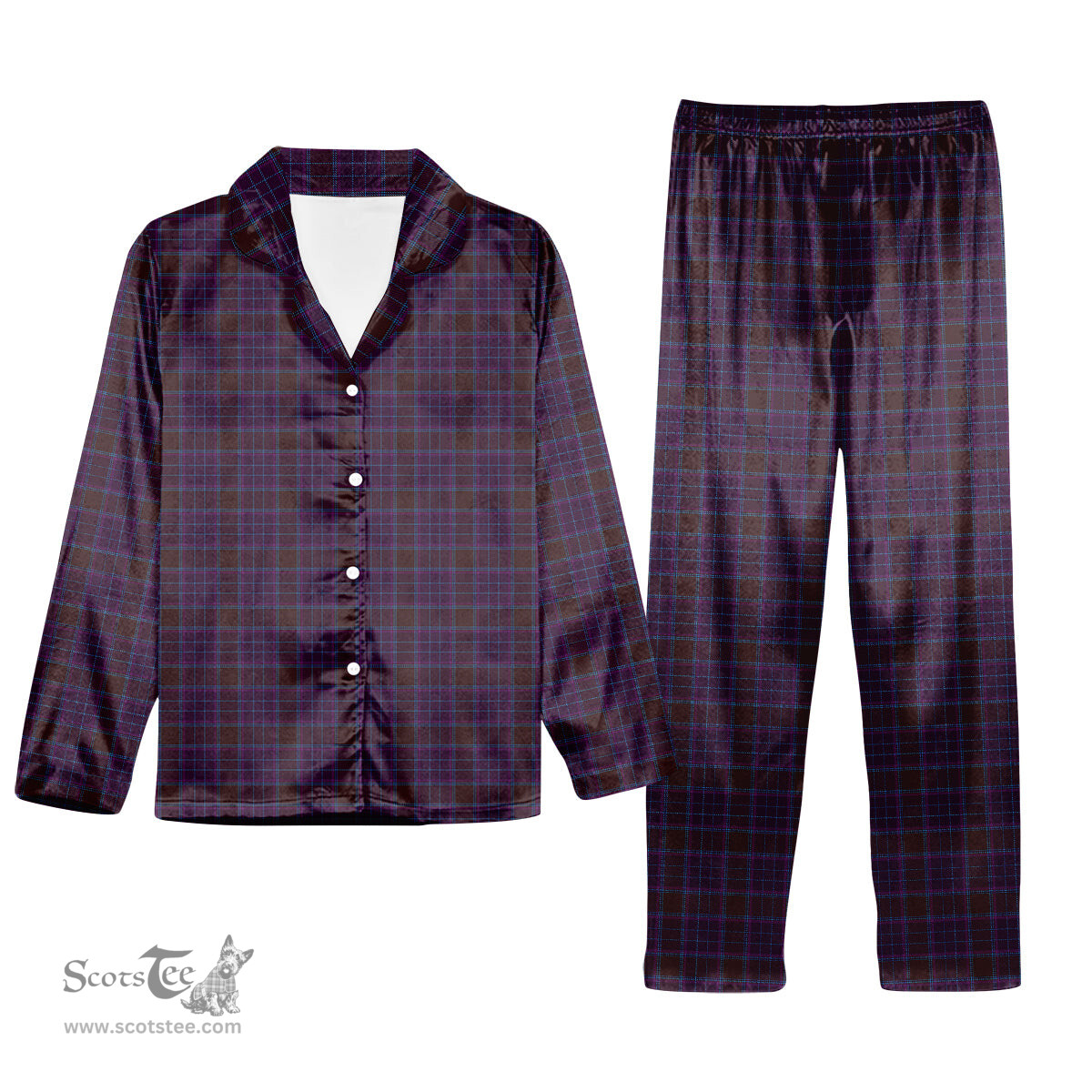 ScotsTee Shop Scottish Phillips Tartan Pajama Satin Velvet Flannel Pajama Set