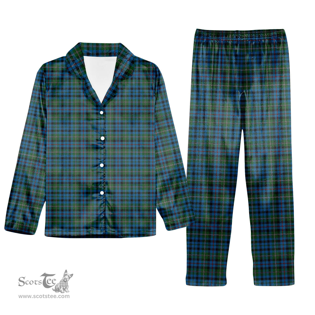 ScotsTee Shop Scottish Stephenson Hunting 2 Tartan Pajama Satin Velvet Flannel Pajama Set