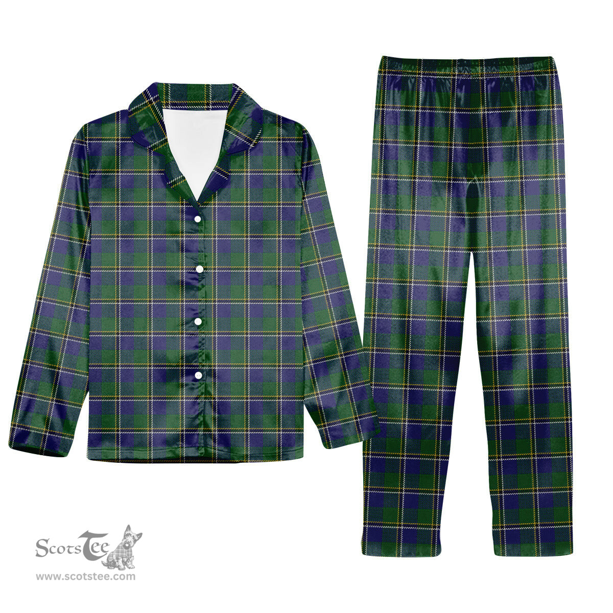 ScotsTee Shop Scottish Turnbull Hunting 1983 2 Tartan Pajama Satin Velvet Flannel Pajama Set