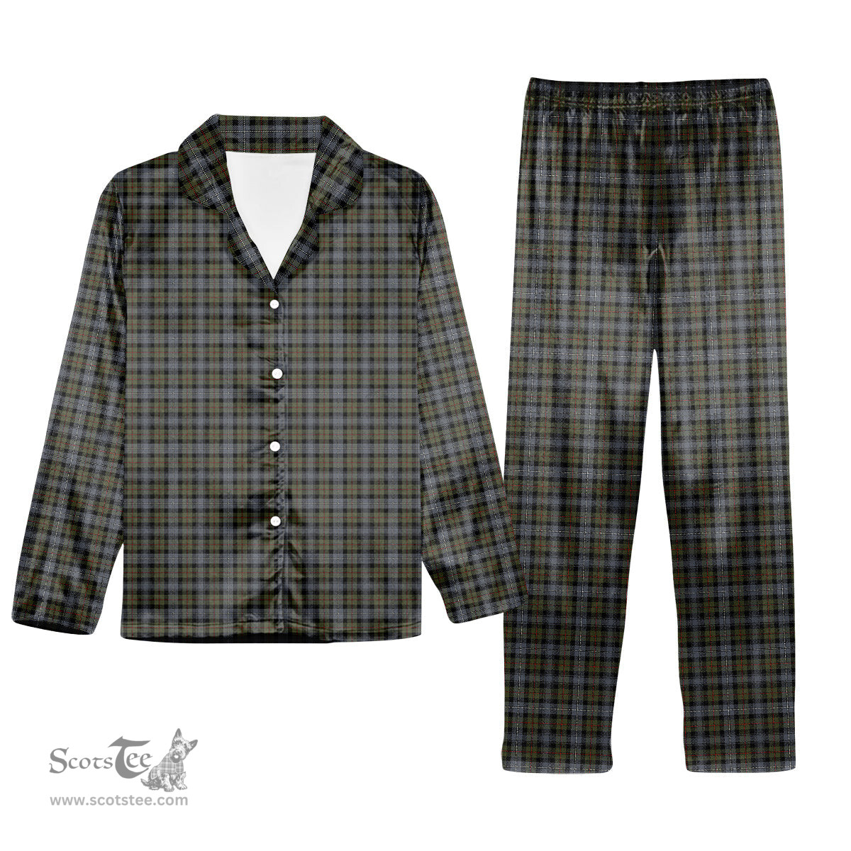 ScotsTee Shop Scottish Robertson Hunting #2 Ancient Tartan Pajama Satin Velvet Flannel Pajama Set