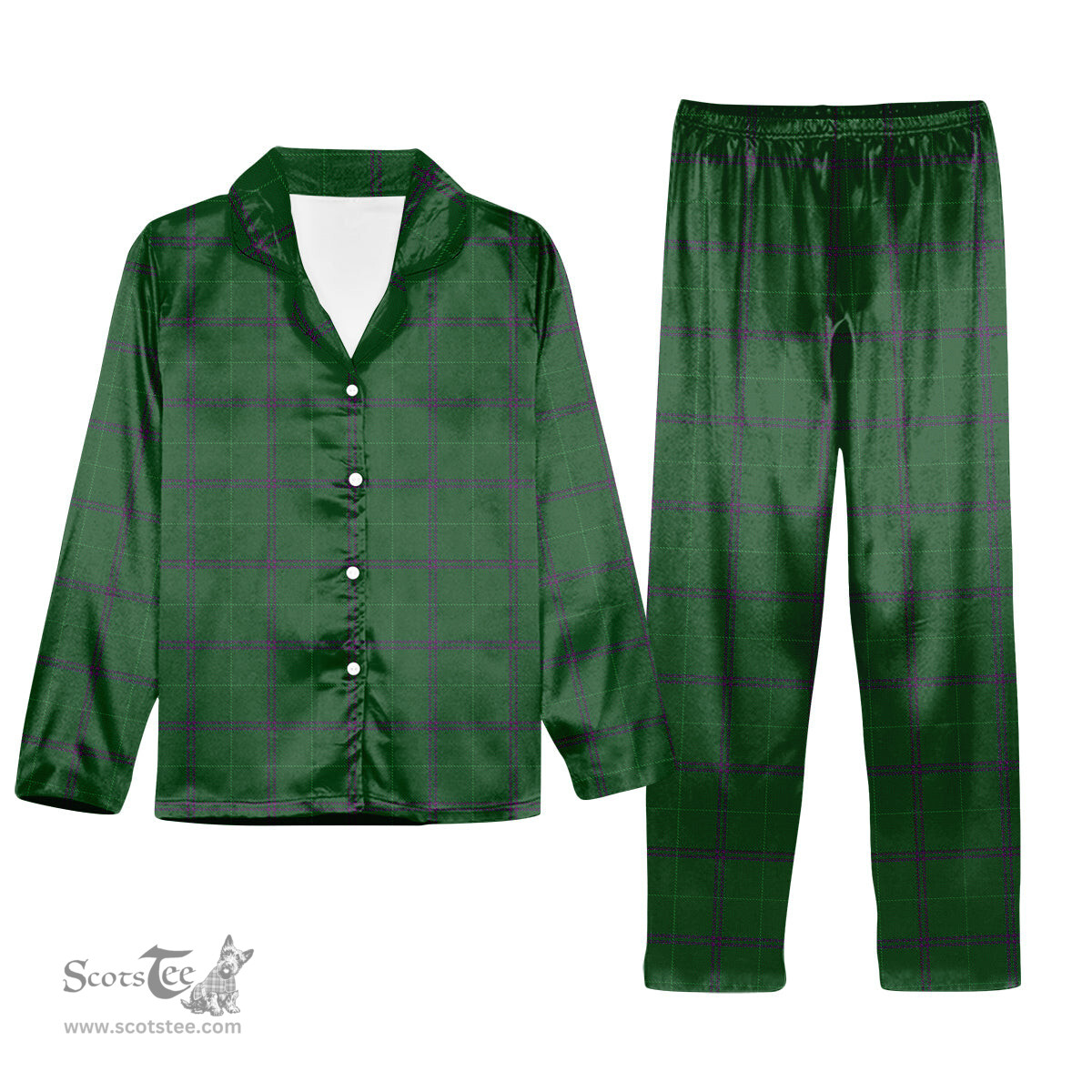 ScotsTee Shop Scottish Walters Tartan Pajama Satin Velvet Flannel Pajama Set