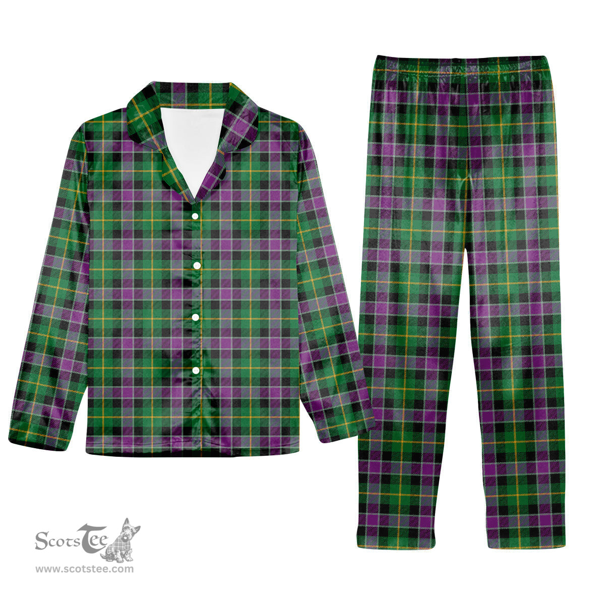 ScotsTee Shop Scottish Selkirk Tartan Pajama Satin Velvet Flannel Pajama Set
