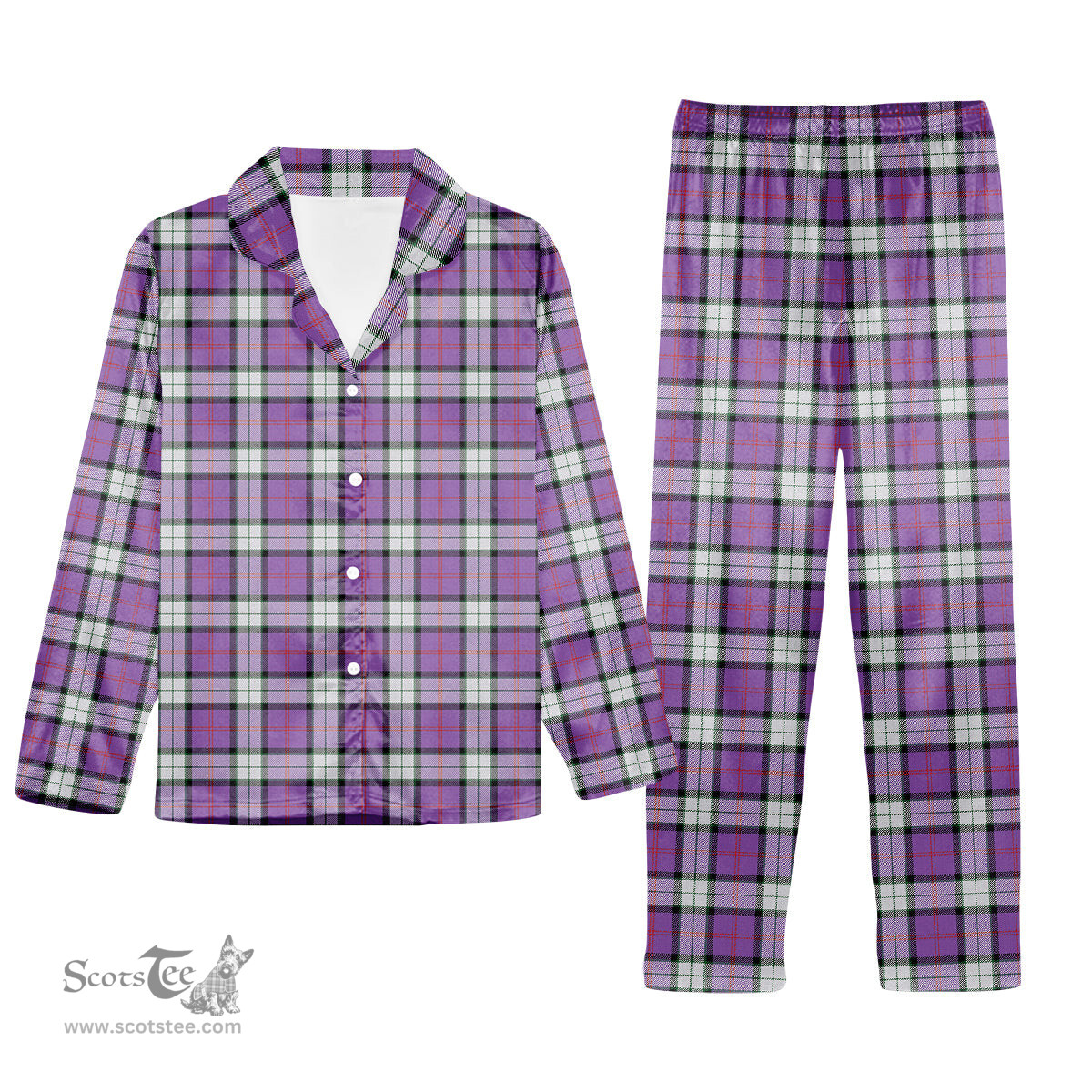ScotsTee Shop Scottish Sinclair Dress (Dance) Ancient Clan Tartan Pajama Satin Velvet Flannel Pajama Set