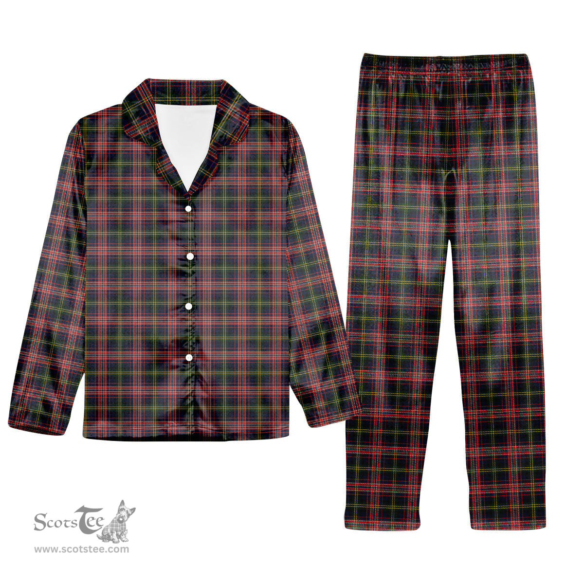 ScotsTee Shop Scottish Watson Kirby Tartan Pajama Satin Velvet Flannel Pajama Set