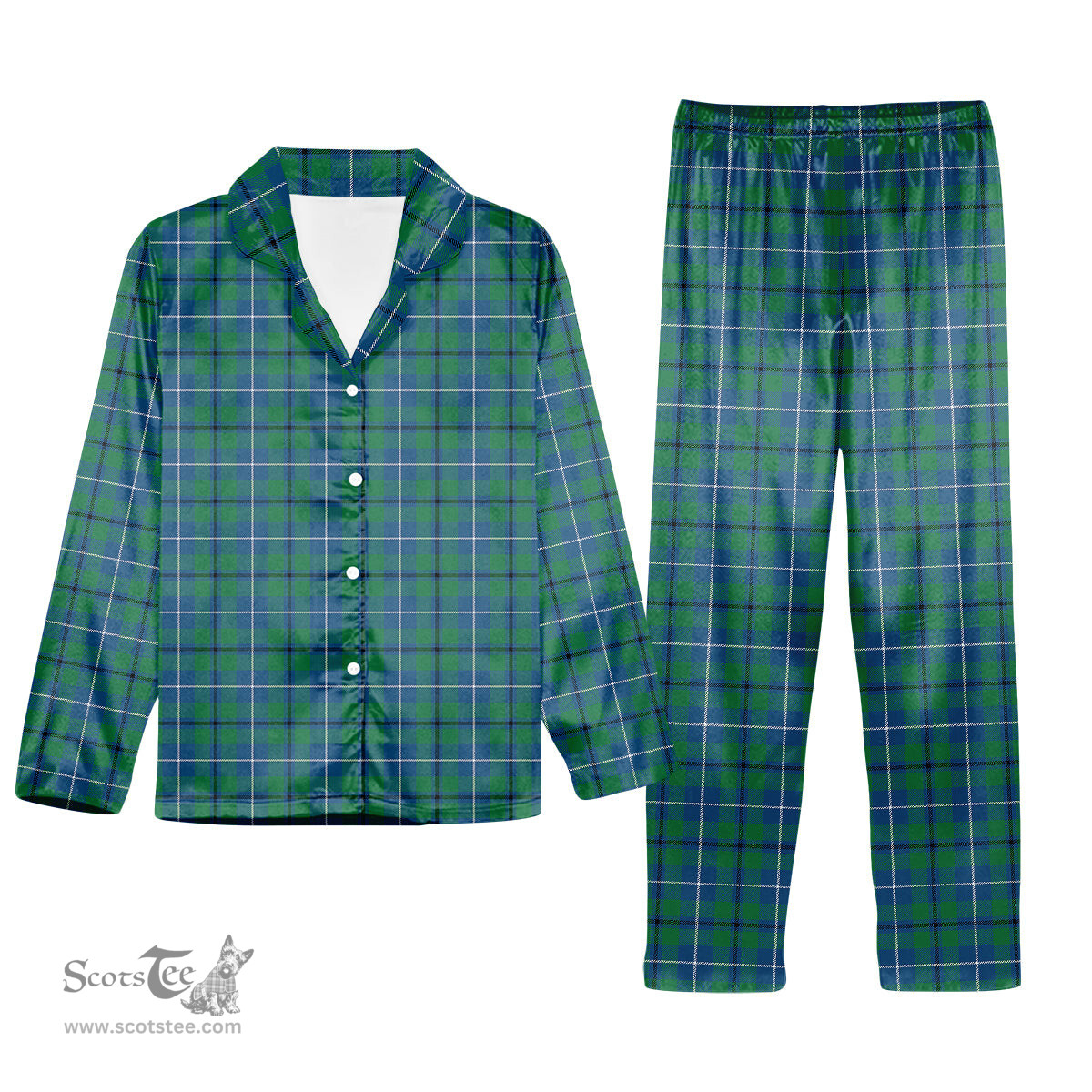 ScotsTee Shop Scottish Sandilands Ancient Tartan Pajama Satin Velvet Flannel Pajama Set