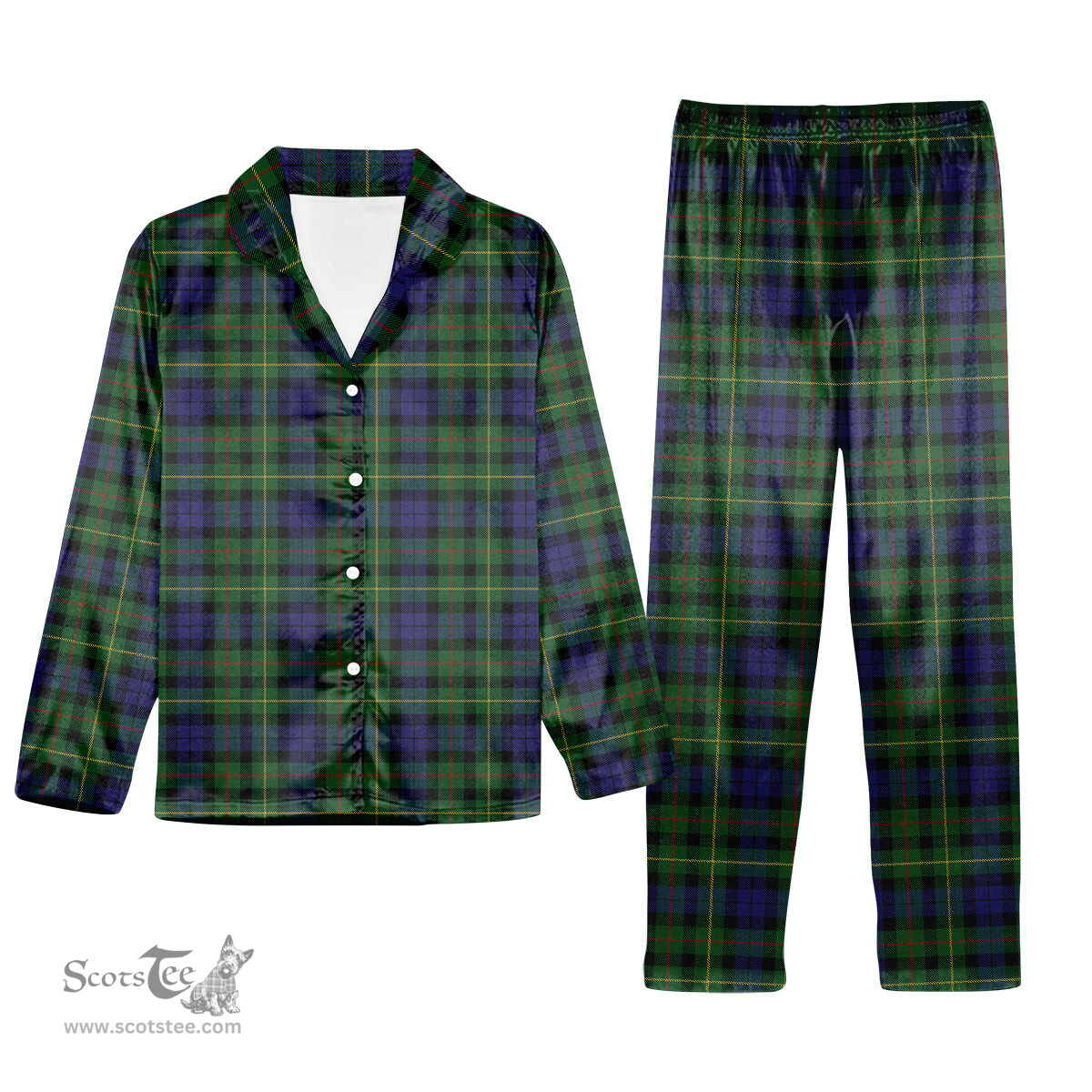 ScotsTee Shop Scottish Rollo Tartan Pajama Satin Velvet Flannel Pajama Set