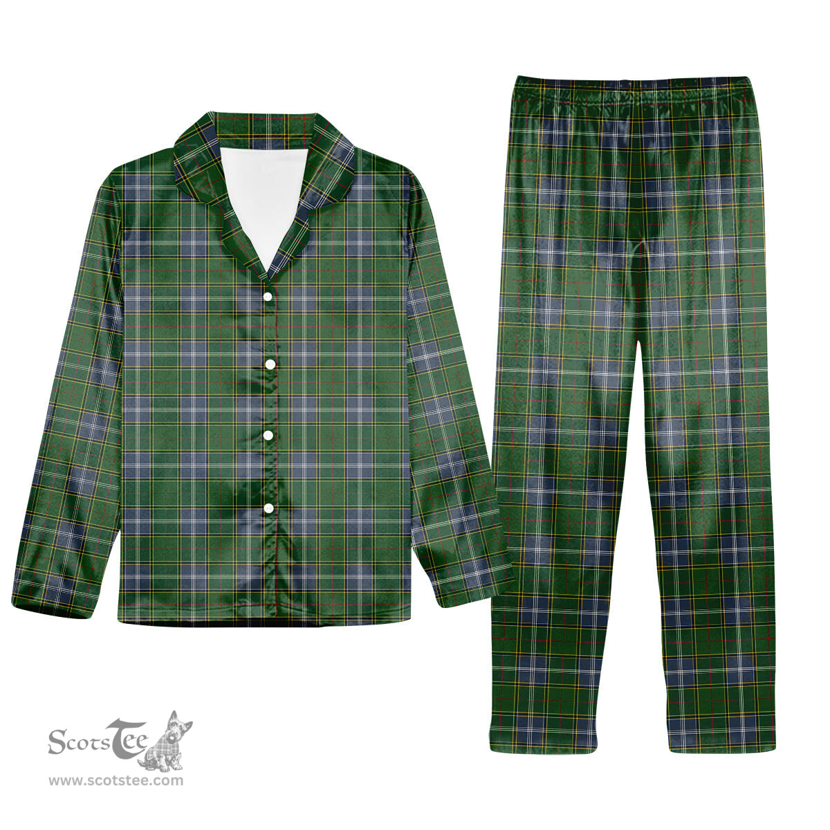ScotsTee Shop Scottish Pringle Tartan Pajama Satin Velvet Flannel Pajama Set