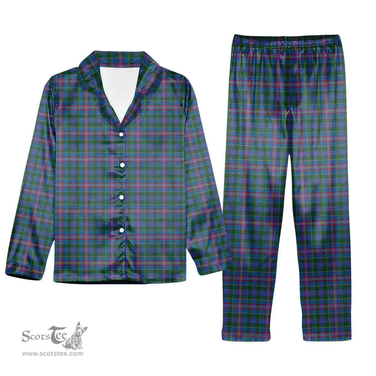 ScotsTee Shop Scottish Pitcairn Heritage Hunting Tartan Pajama Satin Velvet Flannel Pajama Set