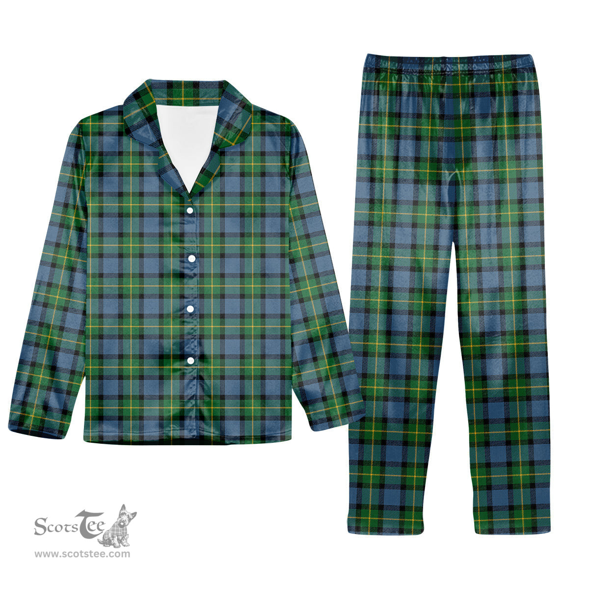 ScotsTee Shop Scottish Sinclair of Ulster Ancient Tartan Pajama Satin Velvet Flannel Pajama Set