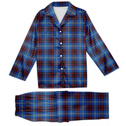 ScotsTee Shop Scottish Rutherford Modern Tartan Pajama Satin Velvet Flannel Pajama Set