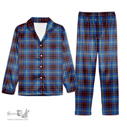 ScotsTee Shop Scottish Rutherford Modern Tartan Pajama Satin Velvet Flannel Pajama Set