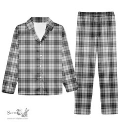 ScotsTee Shop Scottish Sandilands Grey Tartan Pajama Satin Velvet Flannel Pajama Set