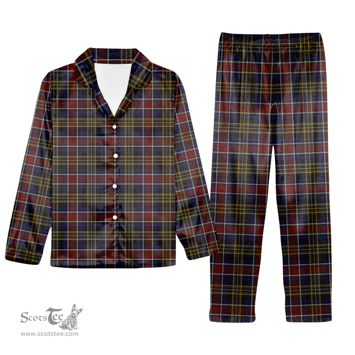 ScotsTee Shop Scottish Ruxton Tartan Pajama Satin Velvet Flannel Pajama Set