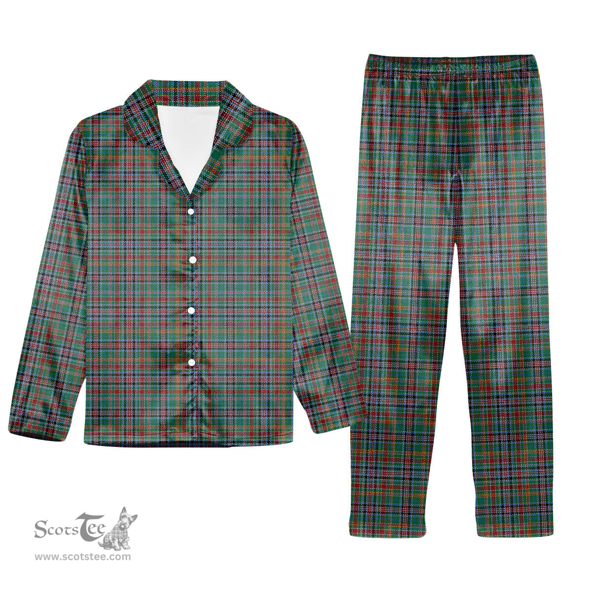 ScotsTee Shop Scottish Russell Old Ancient Tartan Pajama Satin Velvet Flannel Pajama Set