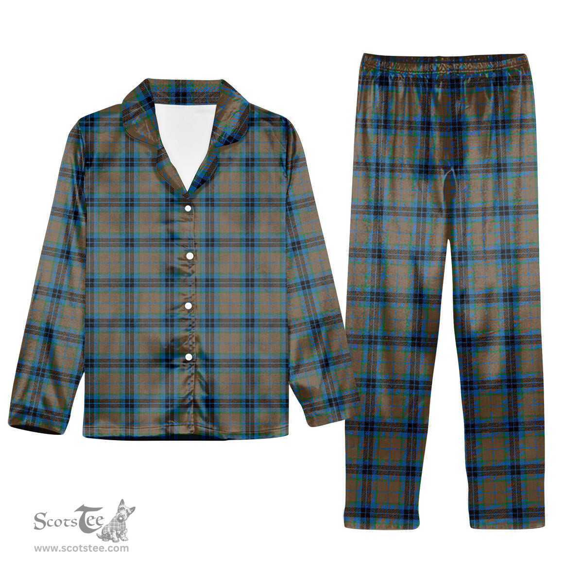 ScotsTee Shop Scottish Thomson Hunting Ancient Tartan Pajama Satin Velvet Flannel Pajama Set