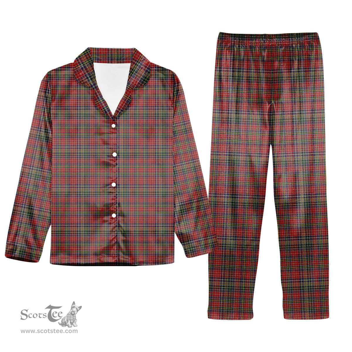 ScotsTee Shop Scottish Waggrall Tartan Pajama Satin Velvet Flannel Pajama Set