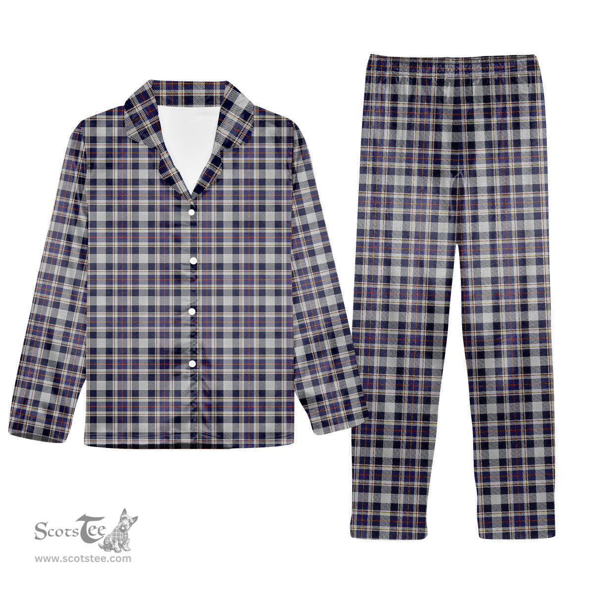 ScotsTee Shop Scottish Rutherford Simon Travis Alan Tartan Pajama Satin Velvet Flannel Pajama Set