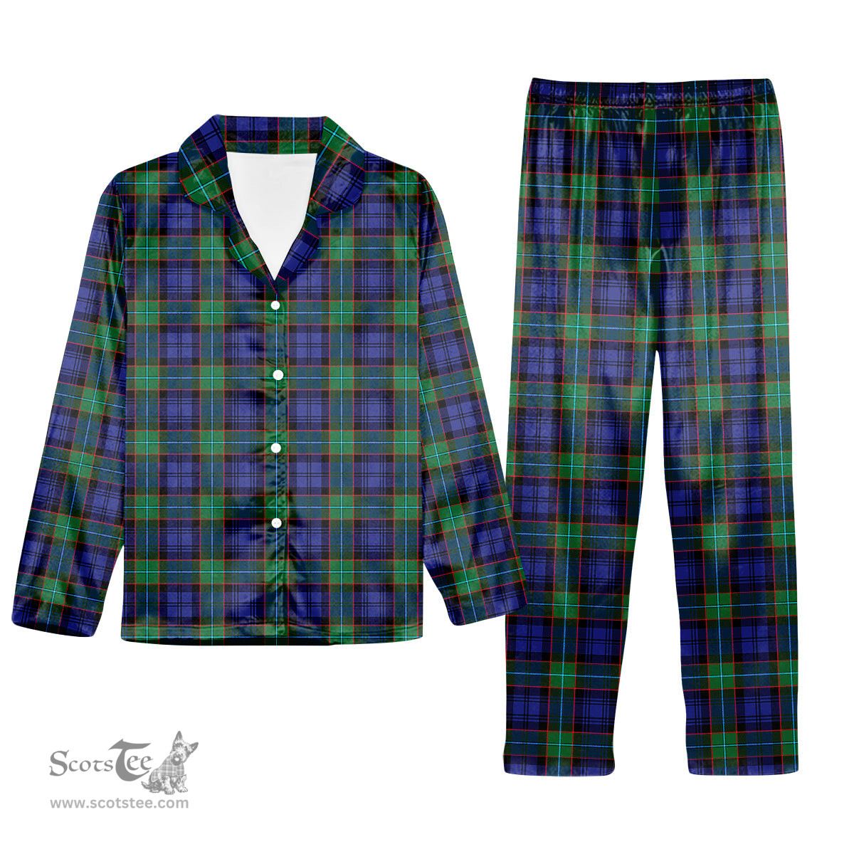 ScotsTee Shop Scottish Sempill Modern Tartan Pajama Satin Velvet Flannel Pajama Set